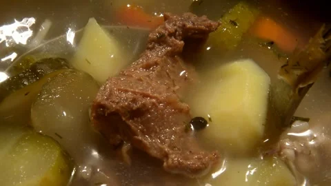 Pickle soup with beef Stock Footage 302238406