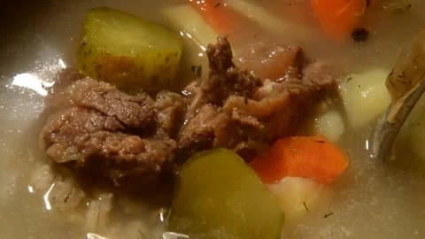 Pickle soup with beef Stock Footage 302240985
