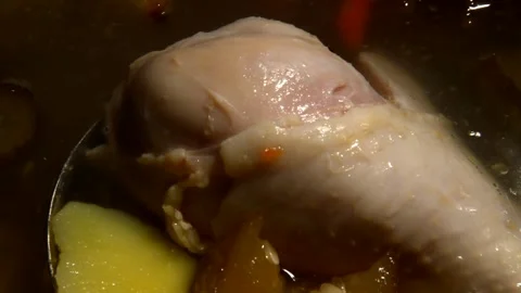 Pickle soup with chicken drumstick Stock Footage 302207264