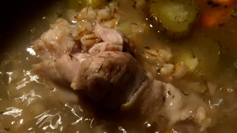 Pickle soup with chicken drumstick Stock Footage 302224147