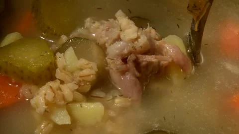 Pickle soup with chicken Stock Footage 302240915