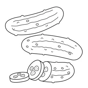 Pickle Vegetable Isolated Coloring Page for Kids Stock Illustration