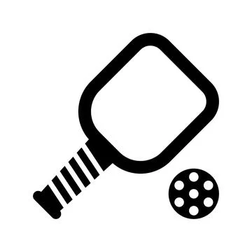 Pickleball black vector icon on white background Illustrazione stock