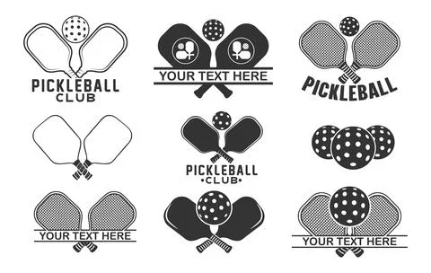 Pickleball bundle silhouette, Pickleball bundle svg Stock Illustration