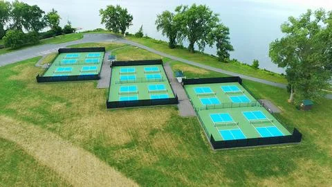 Pickleball courts from above Stock Photos
