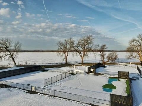 Pickleball courts in wintertime Stock Photos
