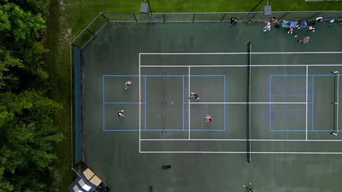 Pickleball day time drone shot single court short point Vídeos de archivo 279846169