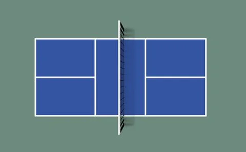 Pickleball field. Top view vector illustration with grid and shadow Stock Illustration