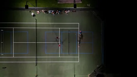 Pickleball night time drone shot  ATP Vídeos de archivo 279846233