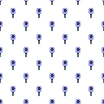 Pickleball paddle and ball repeating pattern background Stock Illustration
