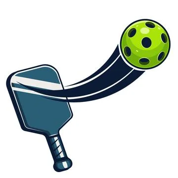 Pickleball Paddle Hitting Ball Stock Illustration
