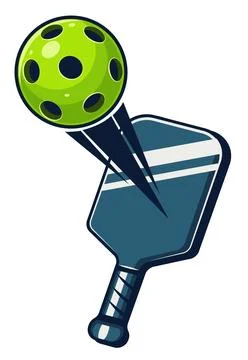 Pickleball Paddle Hitting Ball Stock Illustration