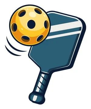 Pickleball Paddle Hitting Ball Stock Illustration