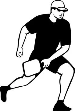 Pickleball Player with Racket Paddle Backhand Stroke Retro Style. イラスト素材