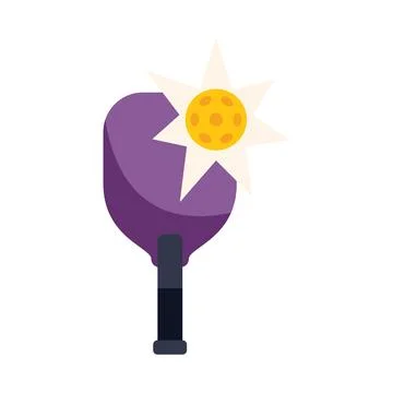 Pickleball racket hitting ball with star shape impact effect Stock Illustration
