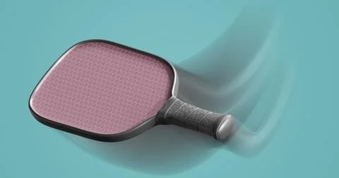 Pickleball racket strikes, motion blur. Illustrazione stock