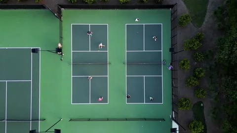 Pickleball two courts top down stationary view Vídeos de archivo 279958735
