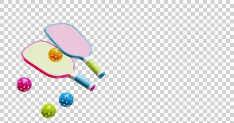 Pickleball two racket paddle balls on a transparent background. Illustrazione stock