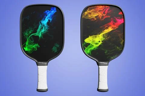 Pickleball two rackets on an isolated background. Close-up 3D rendering Illustrazione stock
