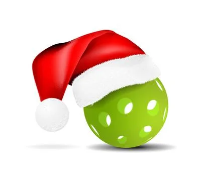 Pickleball vector illustration with santa hat isolated on white background Stock Illustration