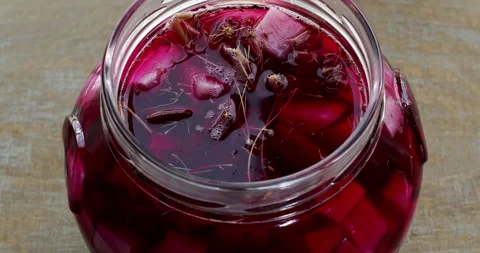 Pickled beetroot with white radish and dill. Stock Footage 278235368