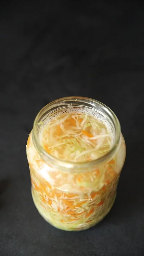 Pickled cabbage Sauerkraut vegetable dish tasty snack fresh and delicious Stock-Footage 341281909