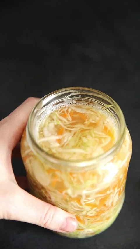 Pickled cabbage Sauerkraut vegetable dish tasty snack fresh and delicious Stock-Footage 341281910