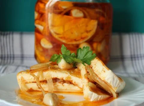 Pickled camembert Stock Photos