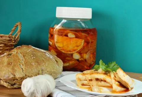 Pickled camembert Stock Photos