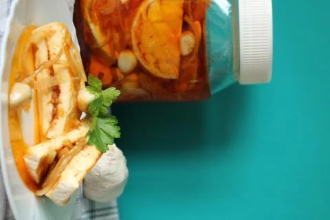 Pickled camembert Stock Photos