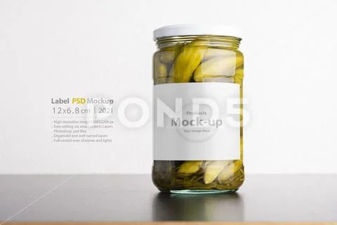 Pickled cucumber conserve with round cap mock-up series PSD Template