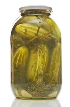 Pickled cucumber in the jar Stock Photos
