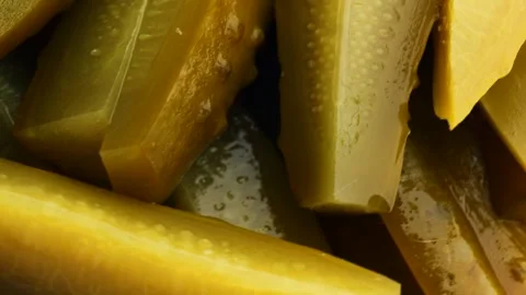 Pickled cucumber, rotation in circle. sliced cucumber Stock Footage 241247792