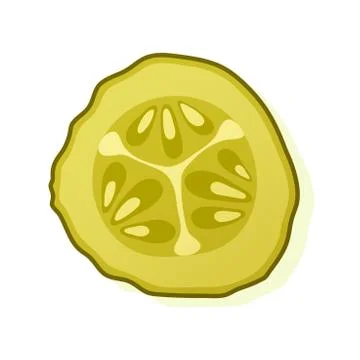 Pickled cucumber slice isolated on white background. Marinated pickled cucumb Stock Illustration