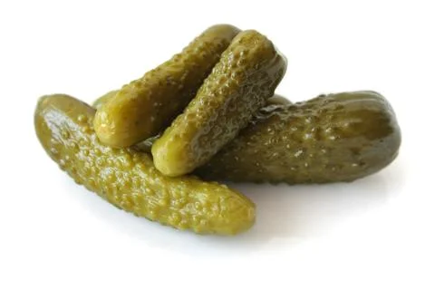 Pickled cucumber on a white background Stock Photos