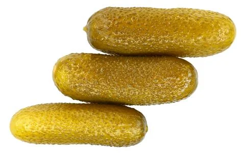 Pickled cucumbers isolated on a white background. Top view. Stock Photos