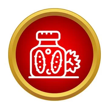 Pickled cucumbers in jar with herbs icon Stock Illustration