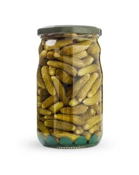 Pickled cucumbers in jar Stock Photos
