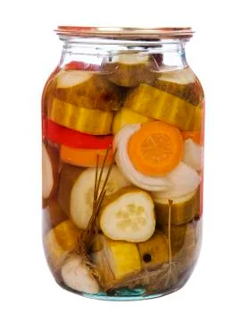 Pickled cucumbers jar Stock Photos