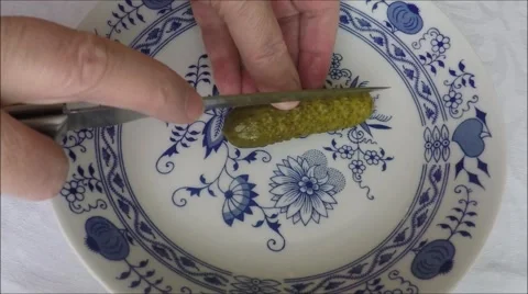 Pickled cucumbers on plate Stock Footage 45864178