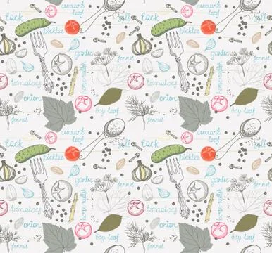 Pickled cucumbers, seamless pattern Stock Illustration