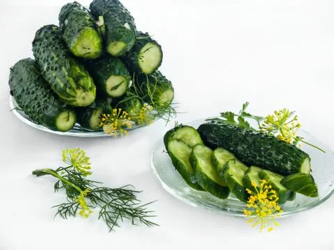 Pickled cucumbers with spices Stock Photos