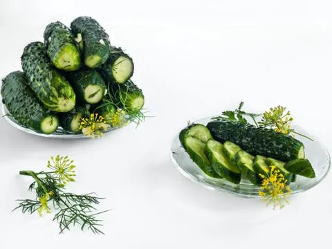 Pickled cucumbers with spices Stock Photos