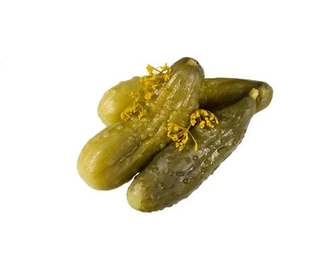 Pickled cucumbers  on white Stock Photos