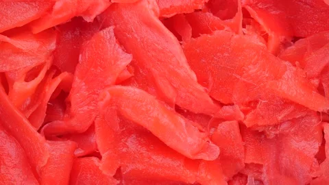 Pickled ginger slices close up, rotation Stock Footage 229966966
