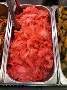 Pickled ginger on the tray Foto stock