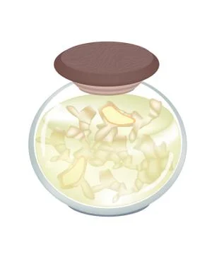 Pickled Gingers in A Jar on White Background Stock Illustration