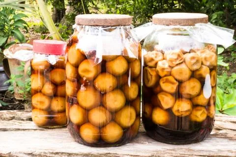 Pickled lemon in a glass jar Stock Photos