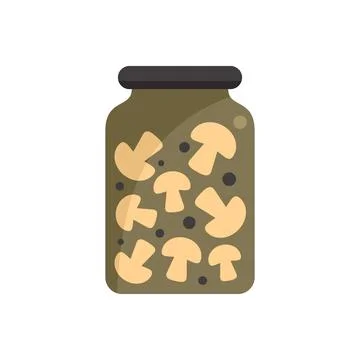 Pickled mushroom icon flat vector. Food pickle Ilustração Stock