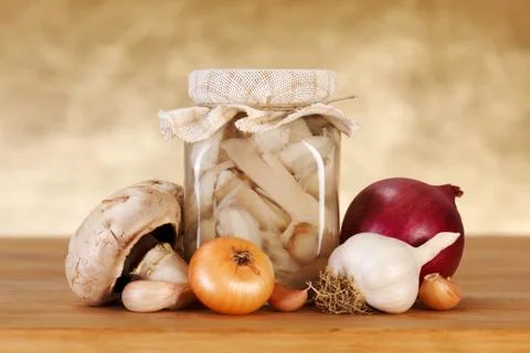 Pickled mushrooms Stock Photos